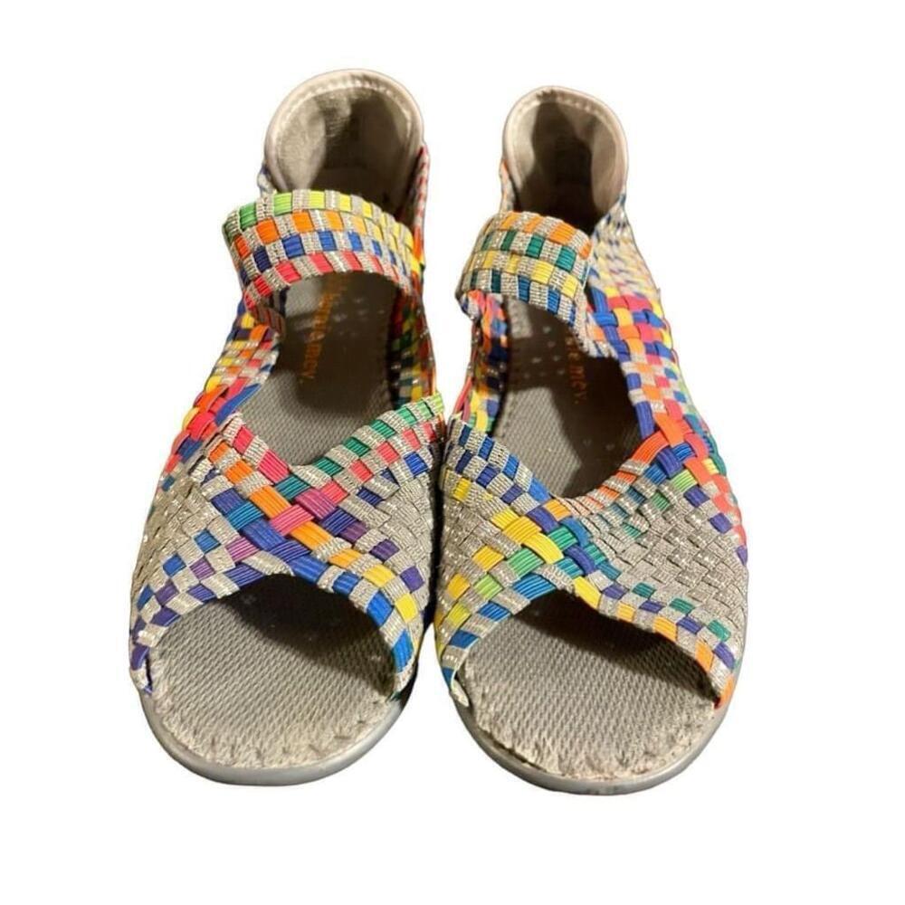 Size 9 Bernie Mev Women's Size 40 Multicolor & Gray wedge open toe sandals - Picture 2 of 9